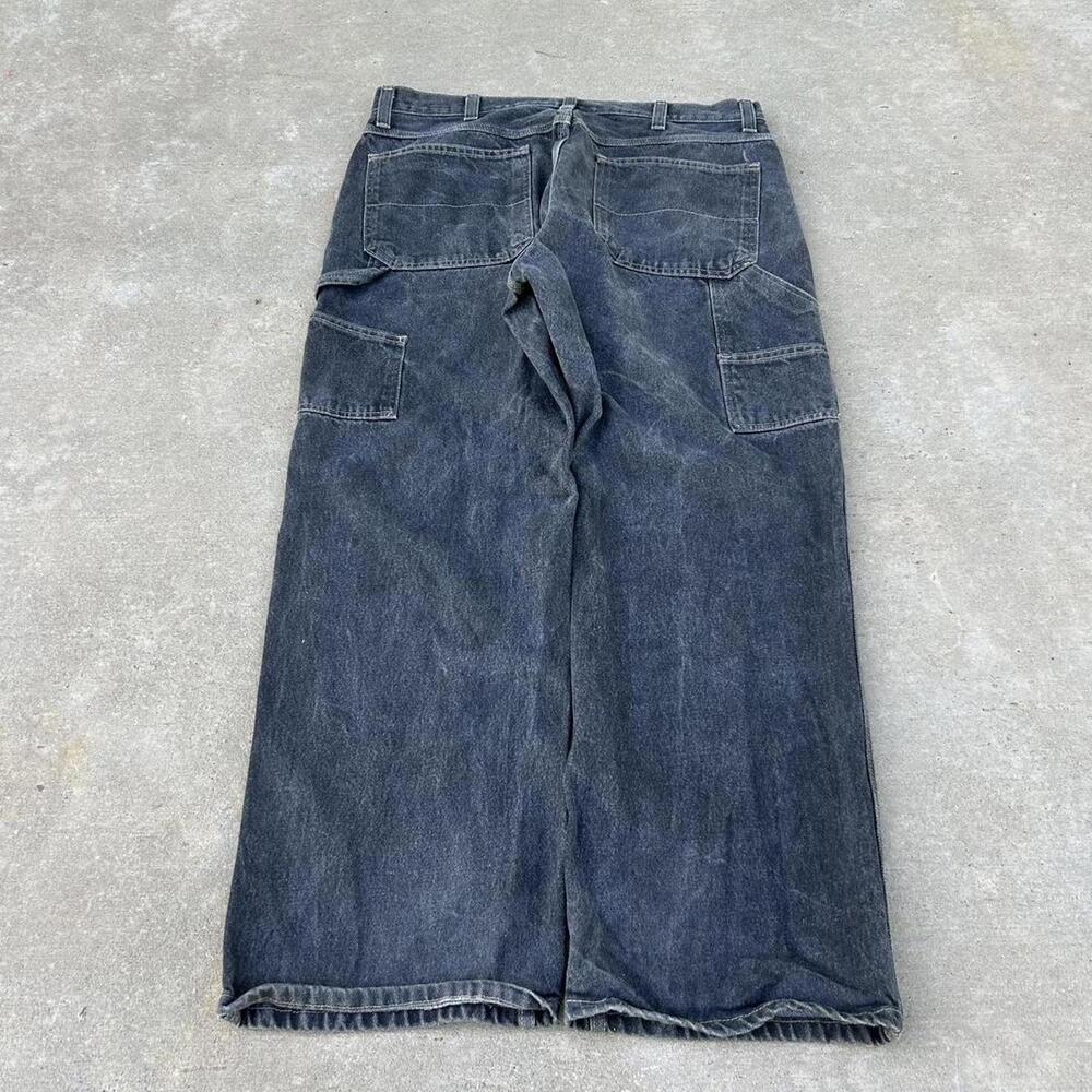 Baggy Faded Black Carpenter Loose Relaxed Fit Denim Pants